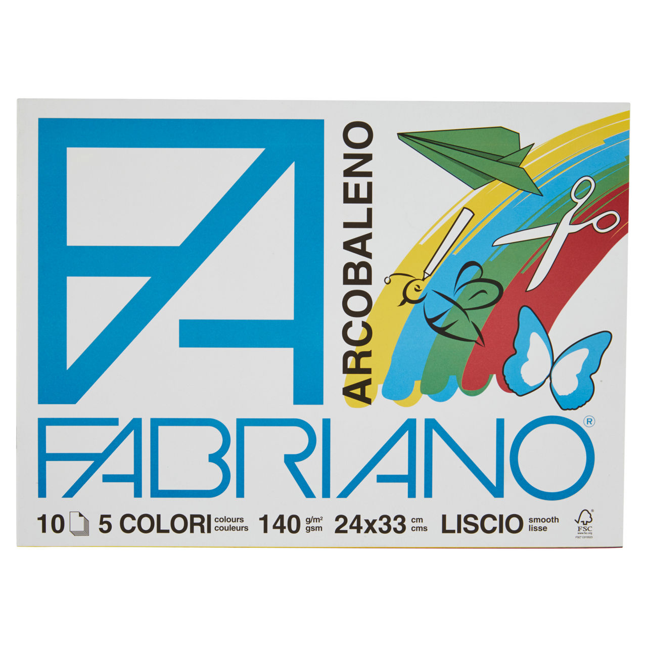 Album da disegno arcobaleno 24x33 140 gr 5 colori liscio - Immagine 01