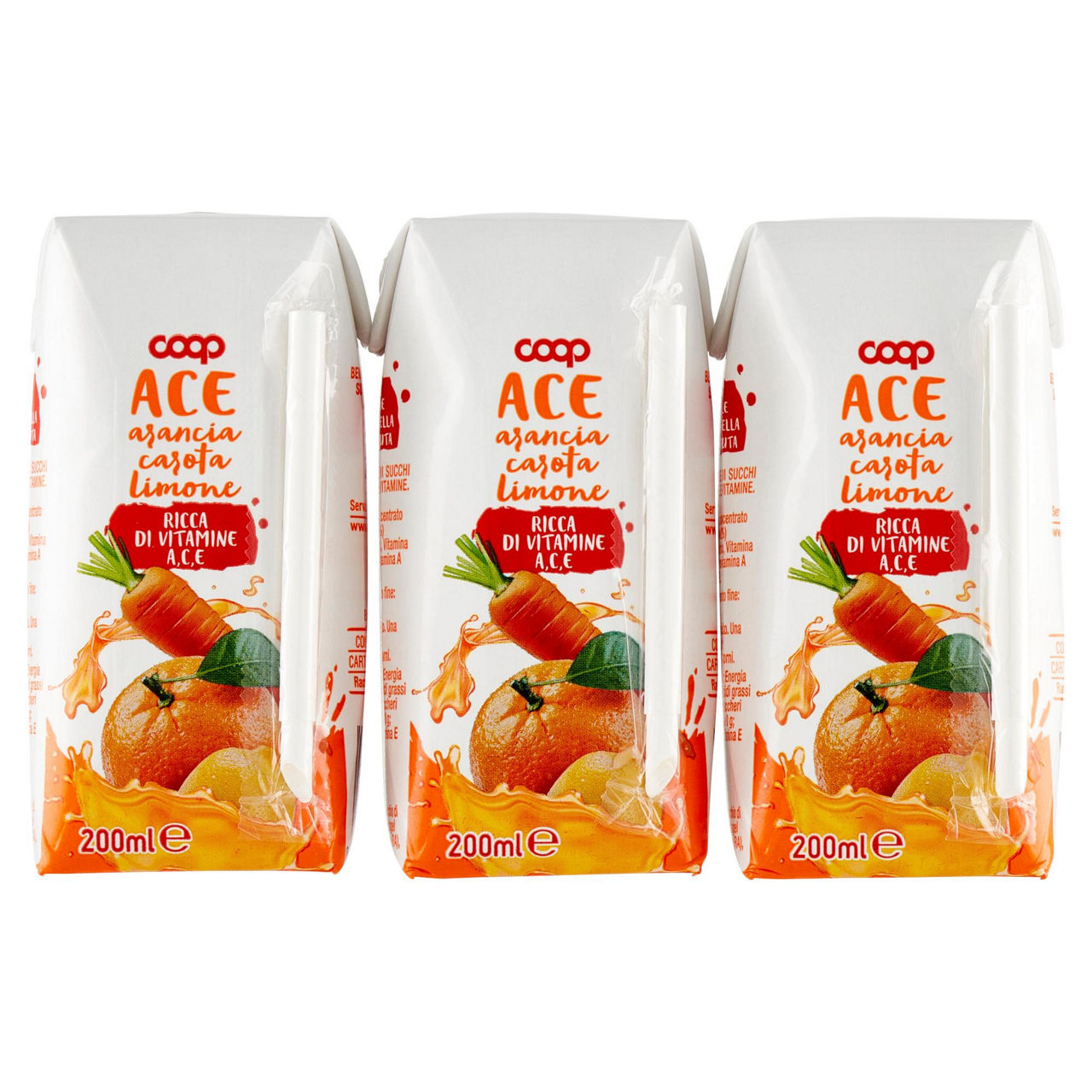 Bevanda arancia carota limone coop vitaminizzato cluster ml 200 x 3 - Immagine 01
