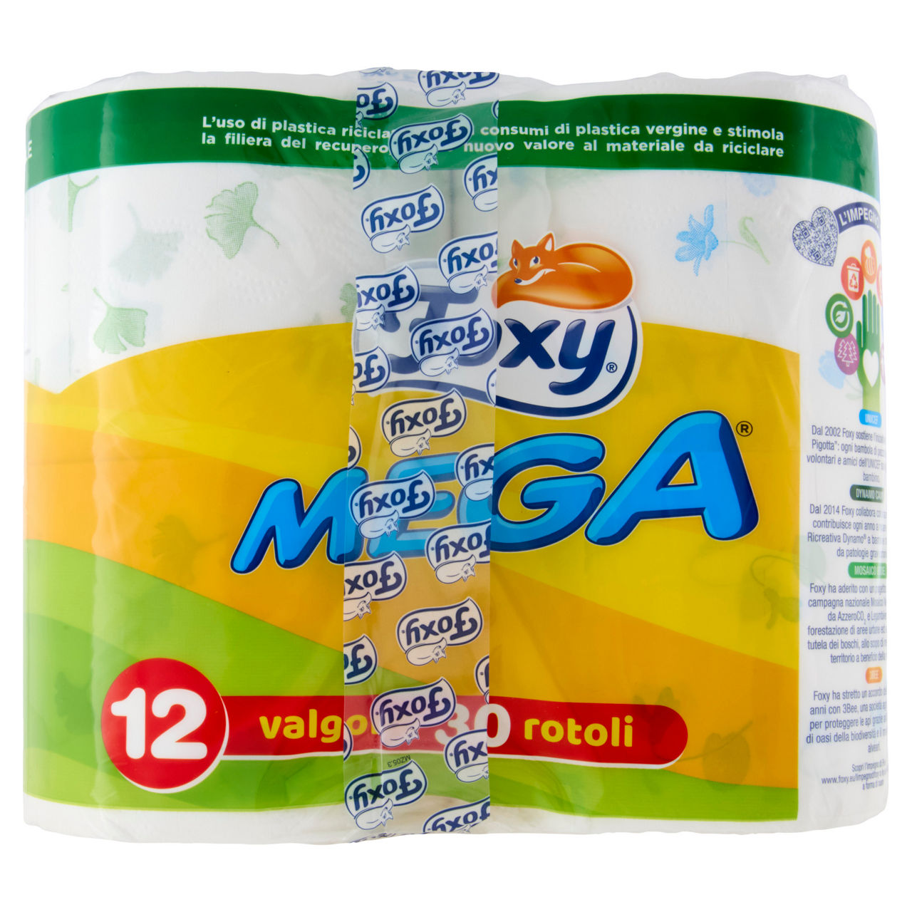 CARTA IGIENICA FOXY MEGA 2V 500 STRAPPI ROTOLONE DECORATO CELLO PZ.12 - Immagine 11