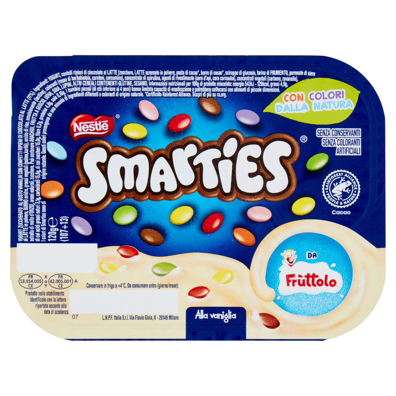 Yogurt alla vaniglia con cofanetti di cioccolato al latte 120 gr