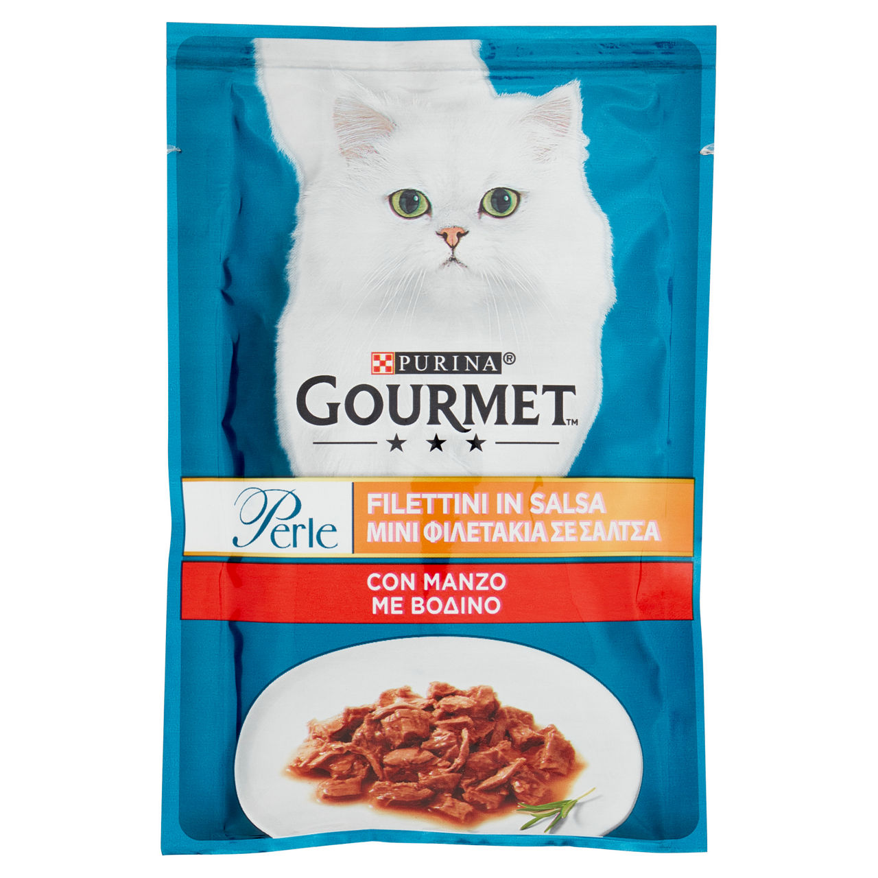 Umido gatto gourmet perle 85g - filettini con manzo