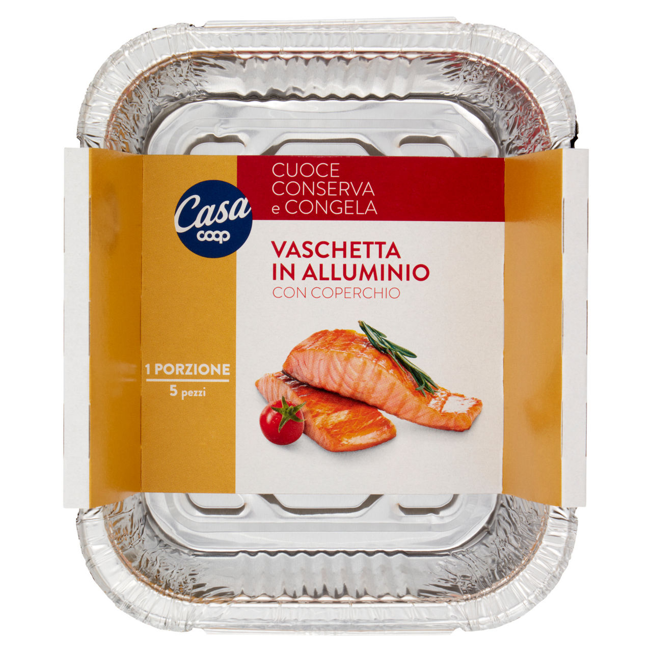 Vaschetta  alluminio coop casa rettangolare r31l con coperchio 1porz pz5 - Immagine 01
