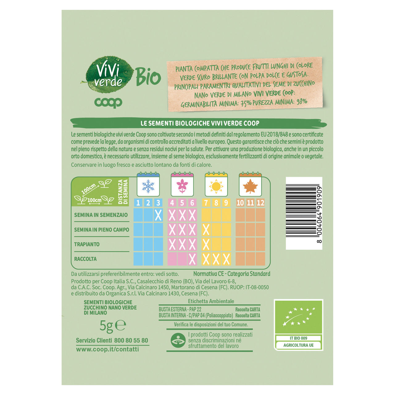 Sementi zucchino nano verde di Milano bio 5 gr - Immagine 11