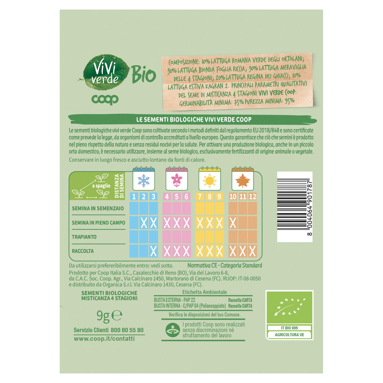Sementi  misticanza 4 stagioni bio 9 gr - Immagine 11