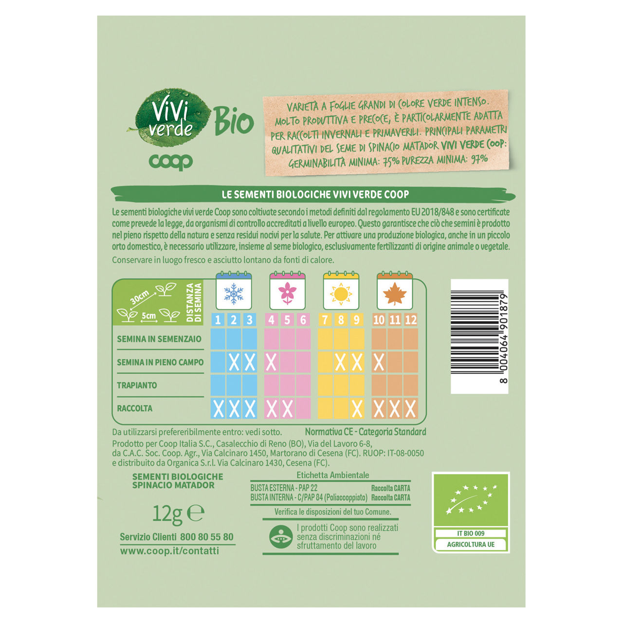 Sementi spinacio matador bio 12 gr - Immagine 11