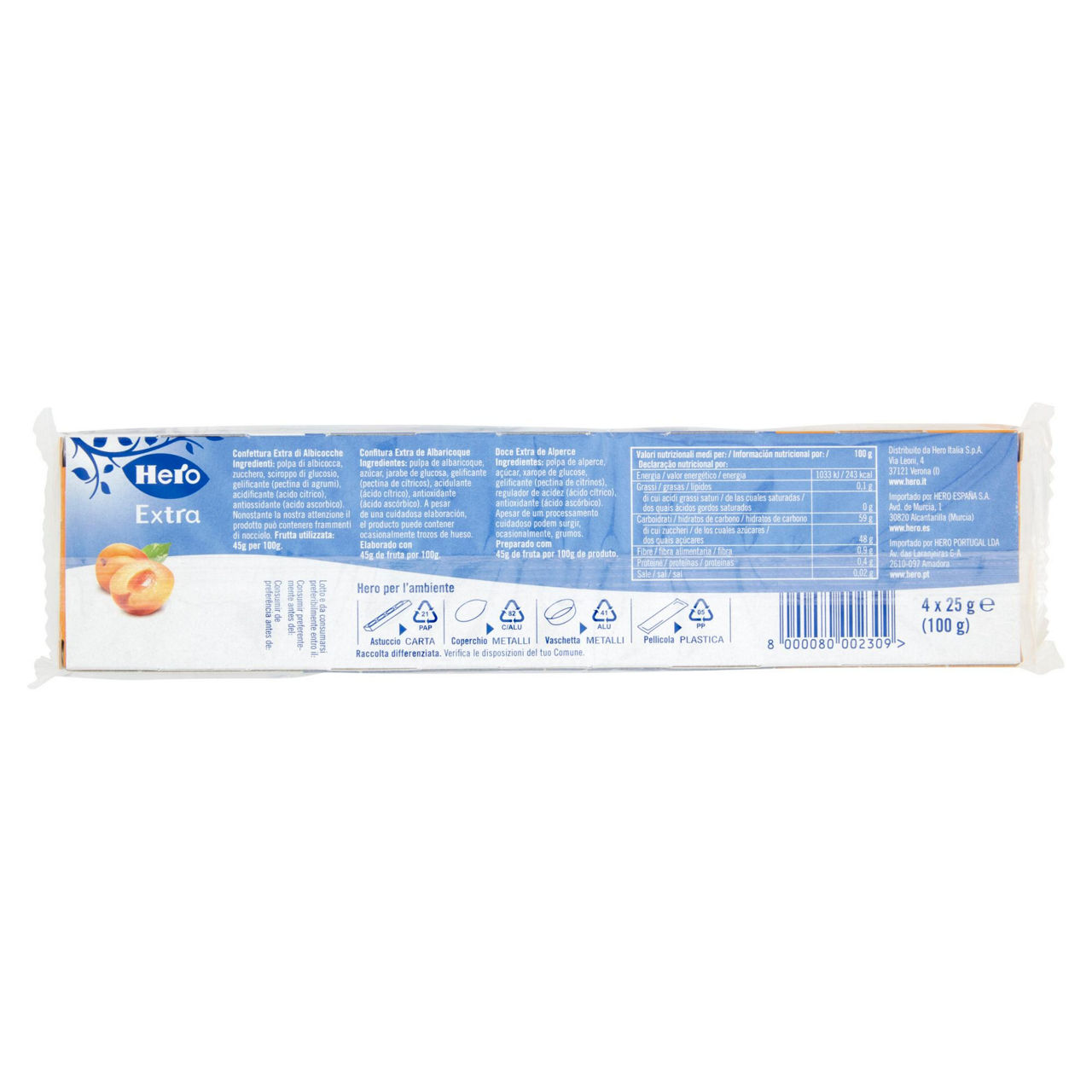 Confettura extra albicocche hero poker fruttissima  scatola gr. 25x4 - Immagine 11