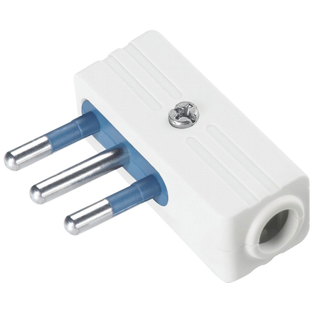 Spina 'salvaspazio' 10a 2p+t uscita cavo a 90 fermacavo isolante a vite imq