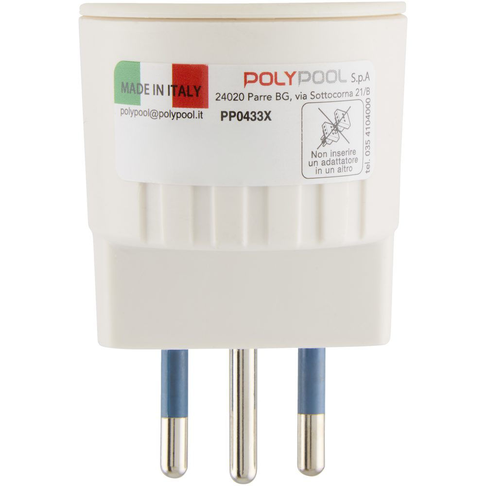 Adattatore bianco spina 10A 2P+T con presa 10/16A 2P+T