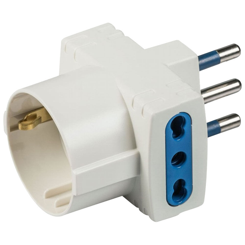 Adattatore triplo bianco spina 16A  2P+T