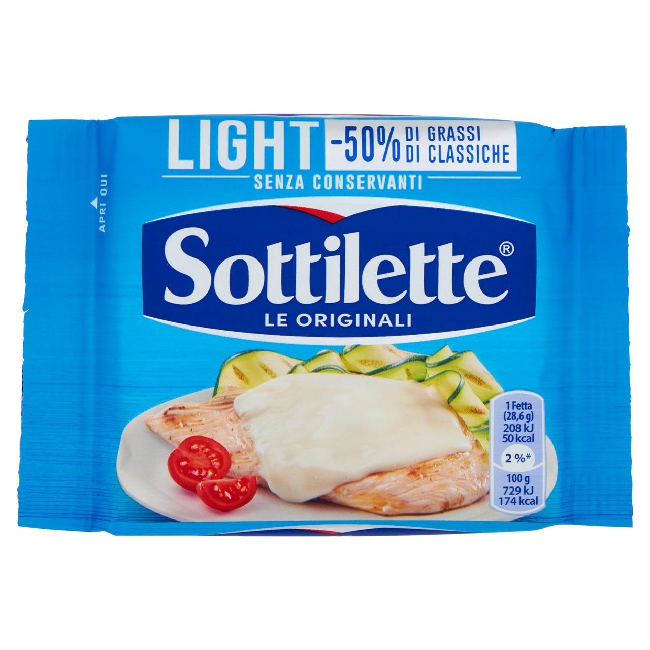 Formaggio fuso light a fette 200 gr