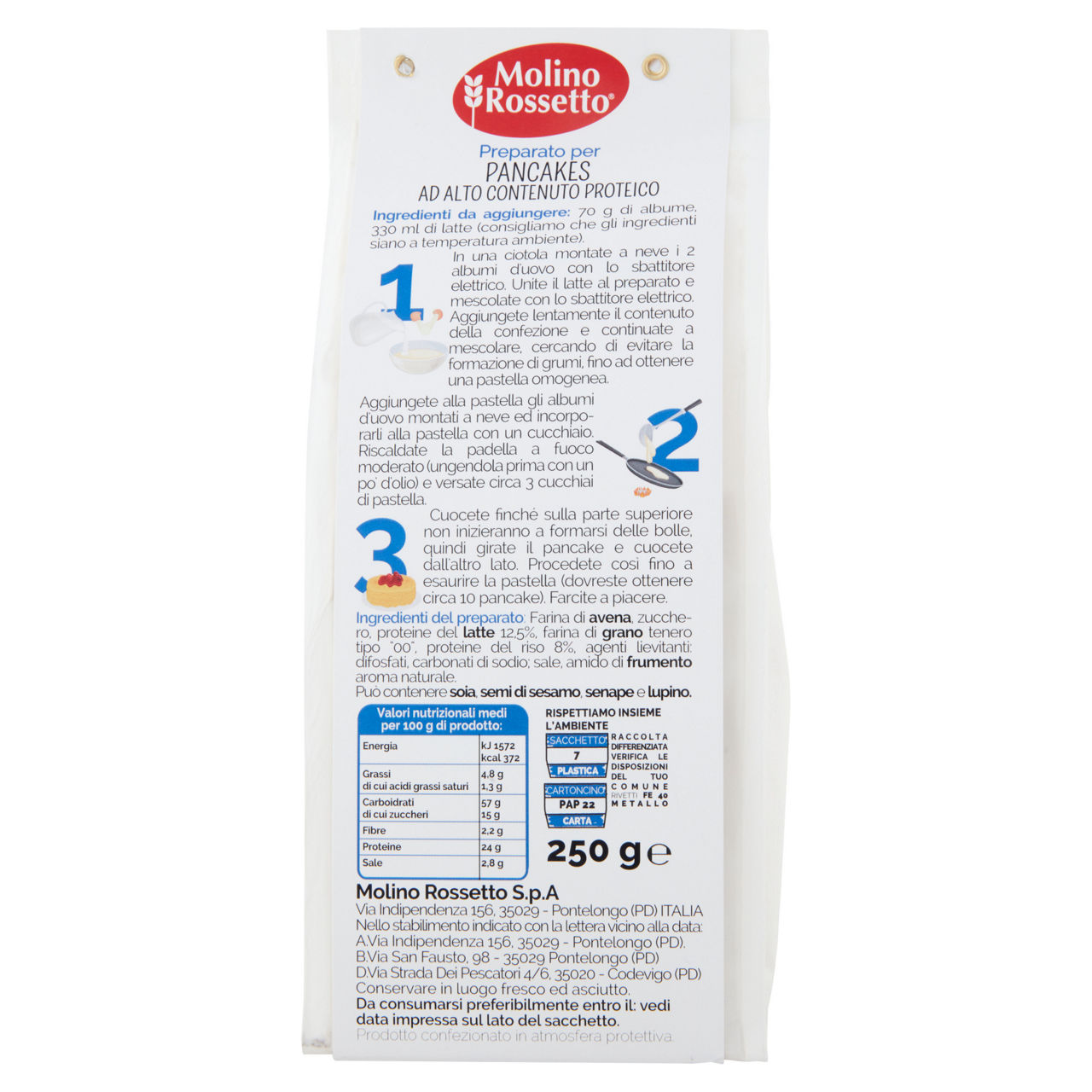 PREPARATO PER PANCAKES PROTEICI MOLINO ROSSETTO G 250 - Immagine 11