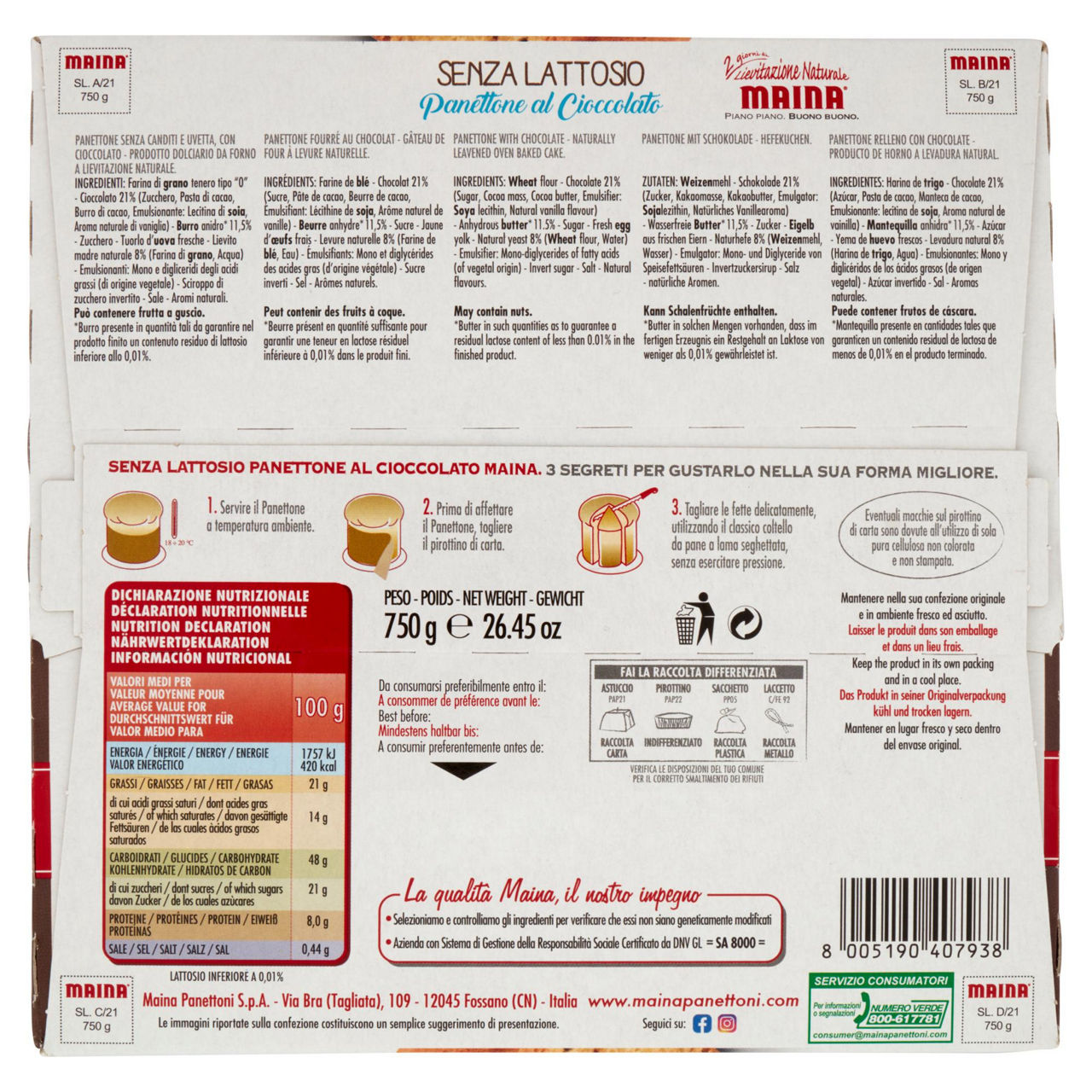 Panettone al cioccolato senza lattosio 750 gr - Immagine 31
