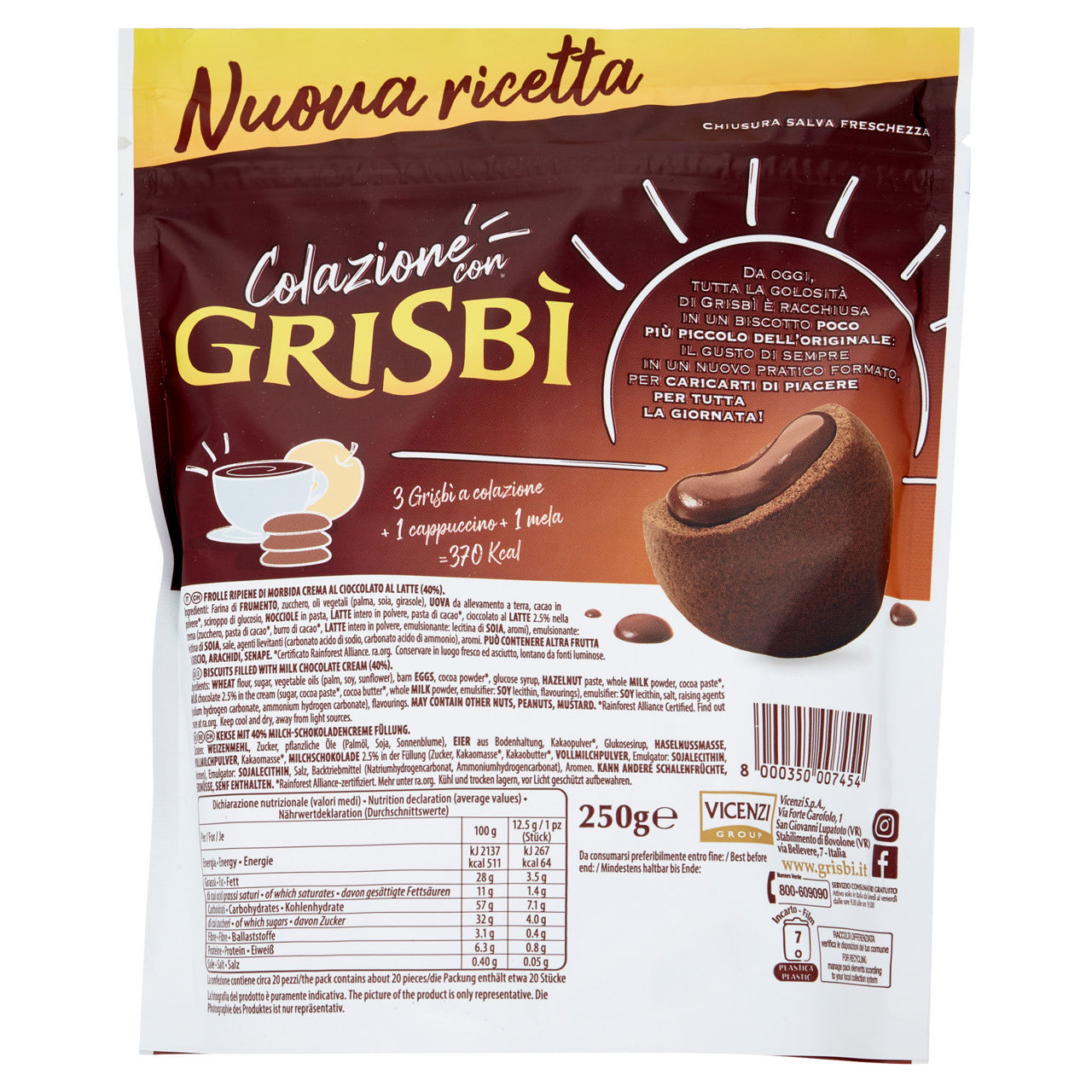 Biscotti Grisbì più piccoli ripieni di crema al cioccolato 250 gr - Immagine 41