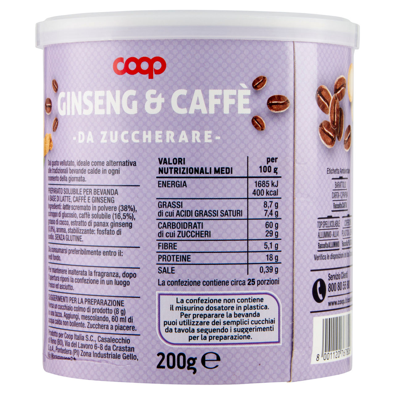 Preparato solubile caffè e ginseng da zuccherare 200 gr - Immagine 51