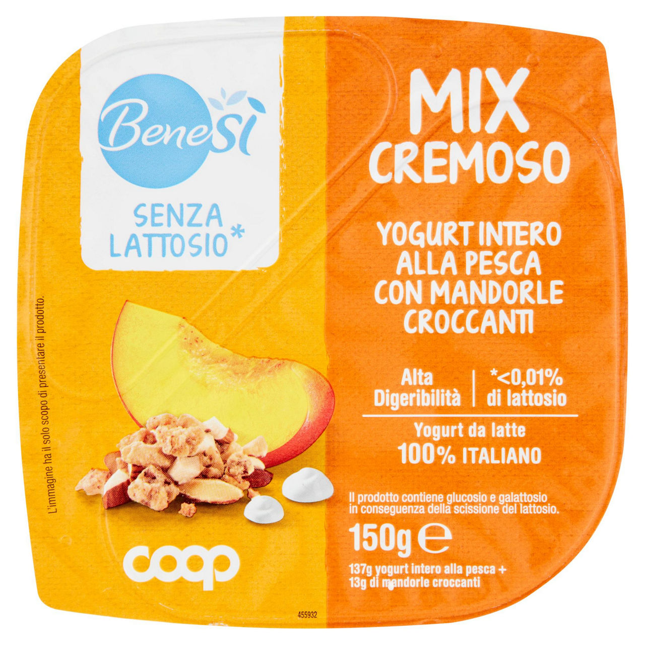 Yogurt intero alla pesca con mandorle croccanti 150 gr - Immagine 01