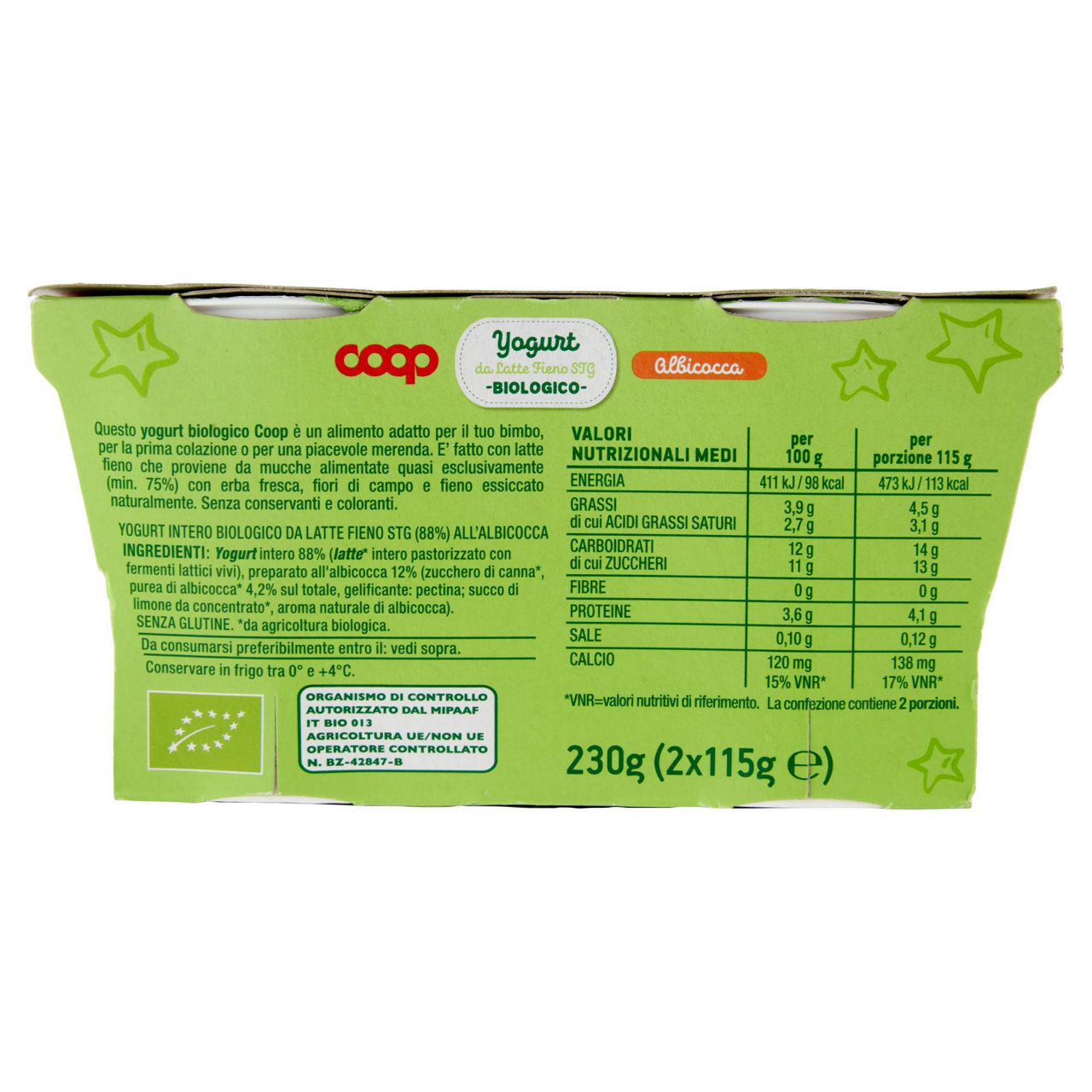 Yogurt intero bio da Latte Fieno all'albicocca 2 pz da 115 gr - Immagine 21