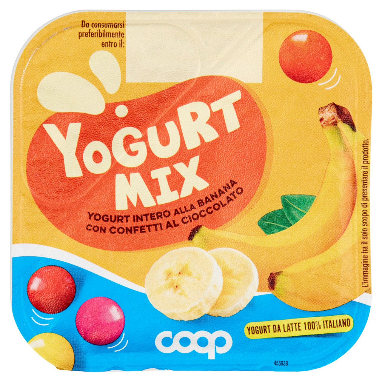 Yogurt intero alla banana con confetti al cioccolato 120 gr - Immagine 01