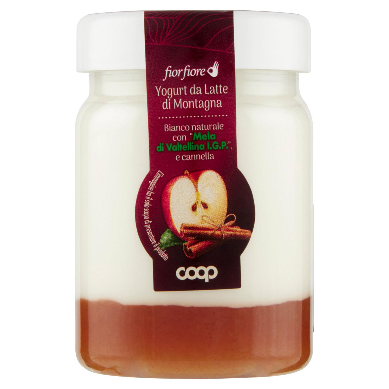 Yogurt bianco da latte di montagna con Mela di Valtellina IGP e cannella 150 gr - Immagine 01