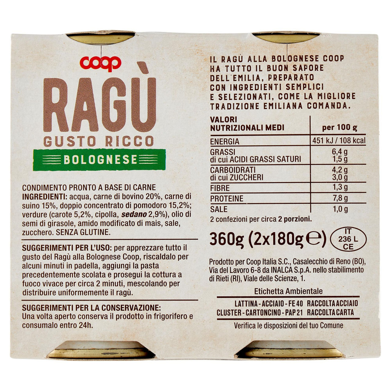 Ragu' alla bolognese coop g180x2 - Immagine 11