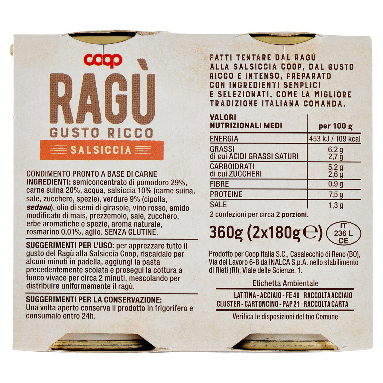 Ragu' alla salsiccia coop g180x2 - Immagine 31