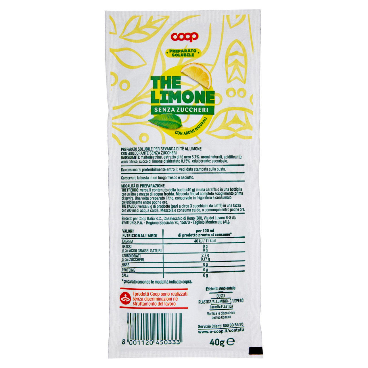 Preparato solubile per the zero al limone coop busta g 40 - Immagine 21