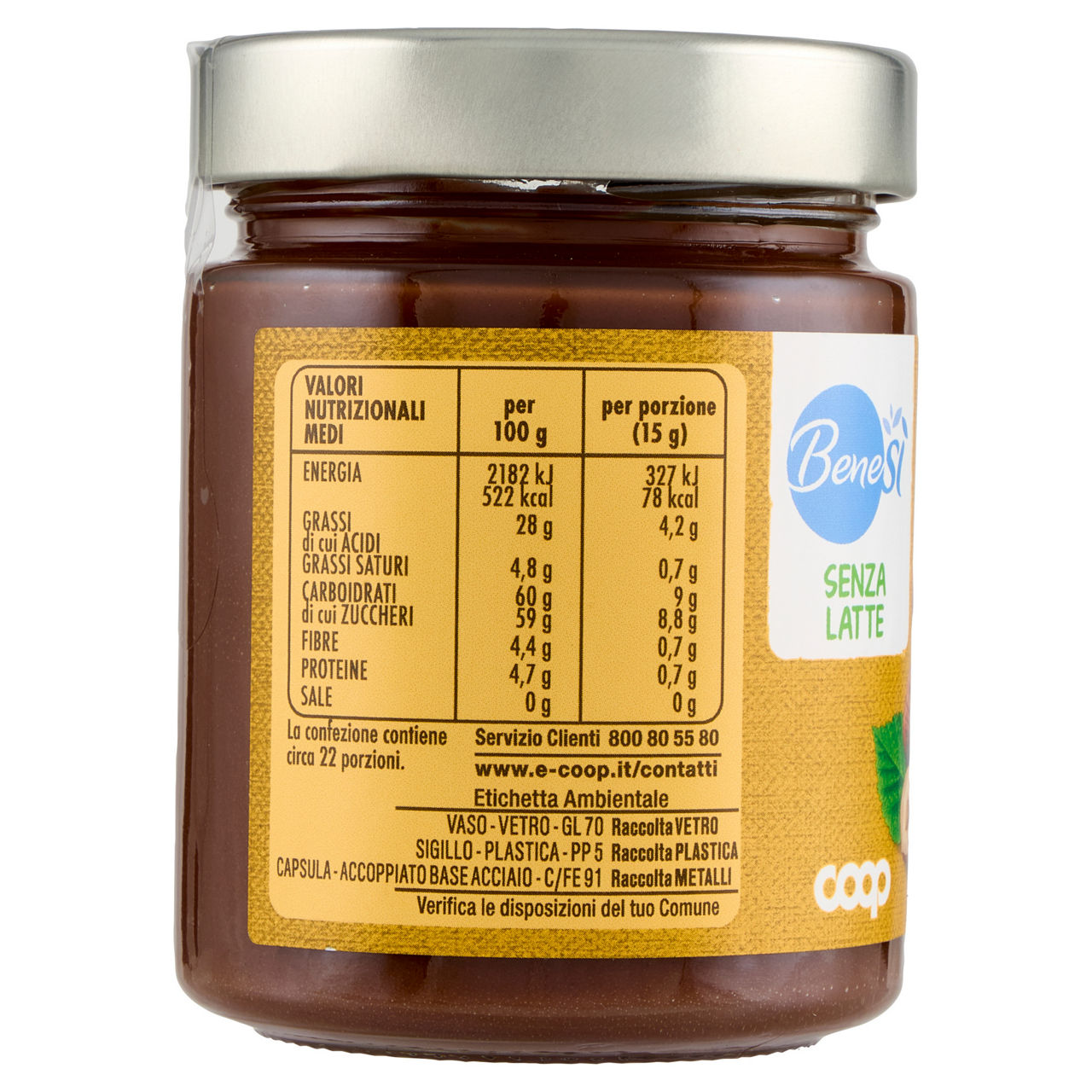 Crema spalmabile con nocciole e cacao senza latte bene.si coop vaso g 330 - Immagine 41