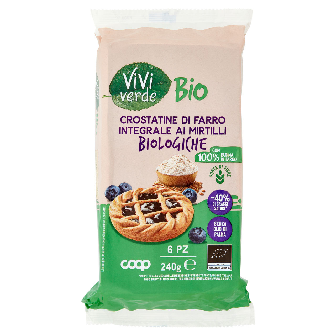 Crostatine integrali ai mirtilli bio 6 pz 240 gr