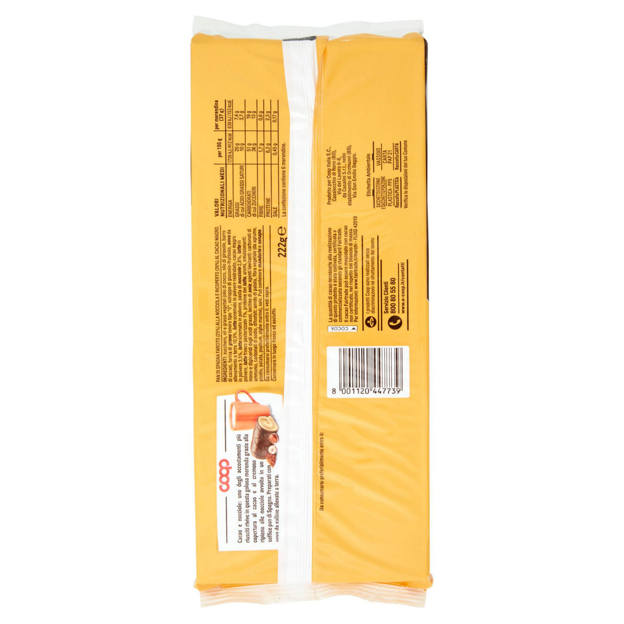 Rollini di pan di spagna farciti alla nocciola ricoperti di cacao 6 pz 222 gr - Immagine 21