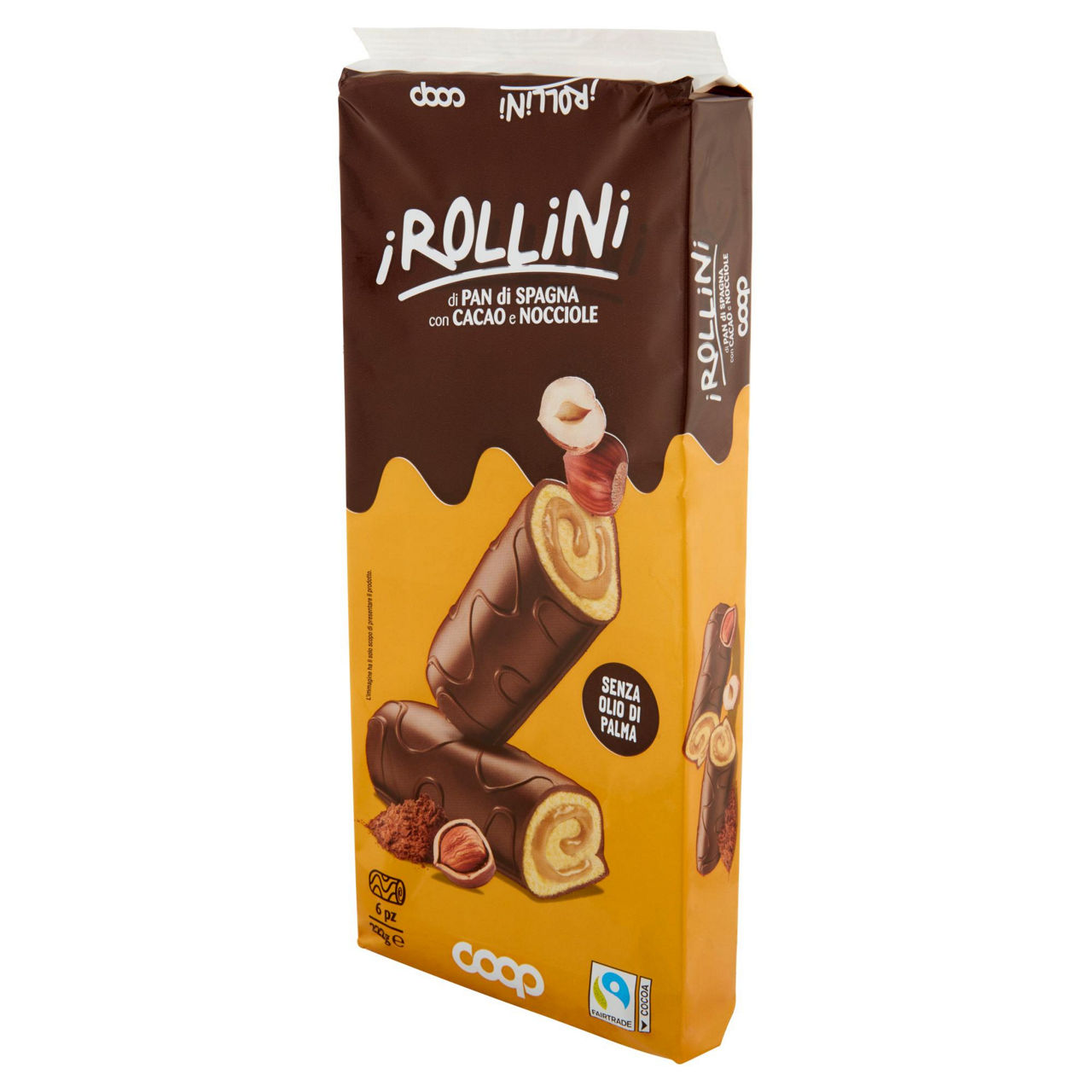Rollini di pan di spagna farciti alla nocciola ricoperti di cacao 6 pz 222 gr - Immagine 41