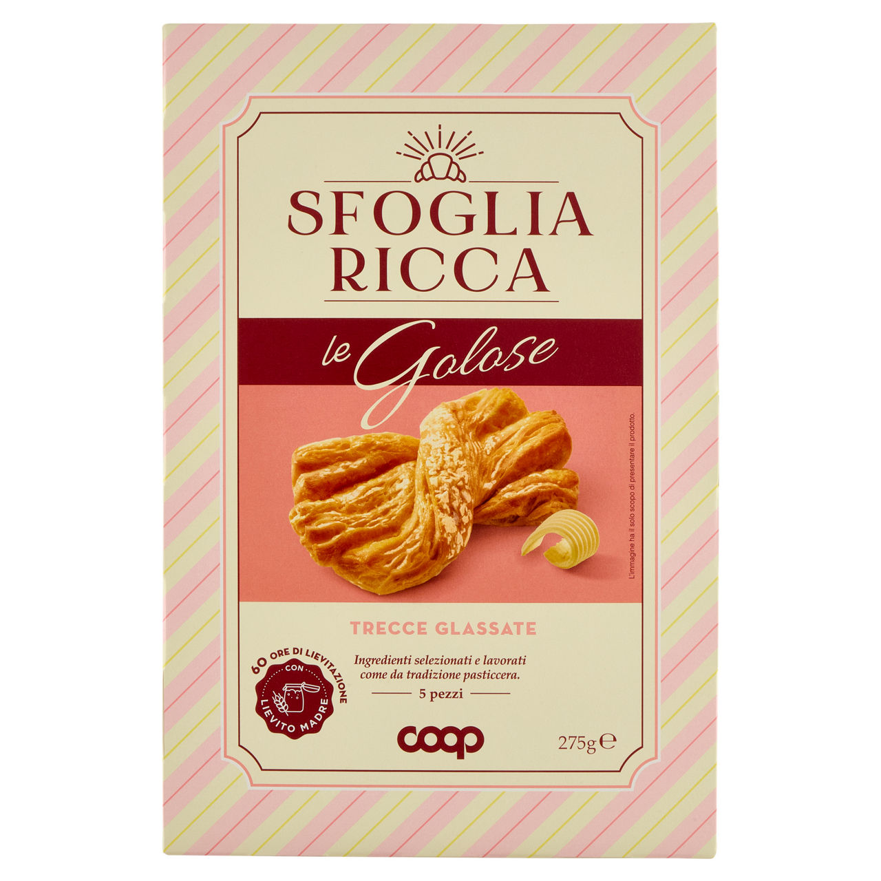 Treccia Sfoglia Ricca con glassa 5 pz 275 gr - Immagine 01