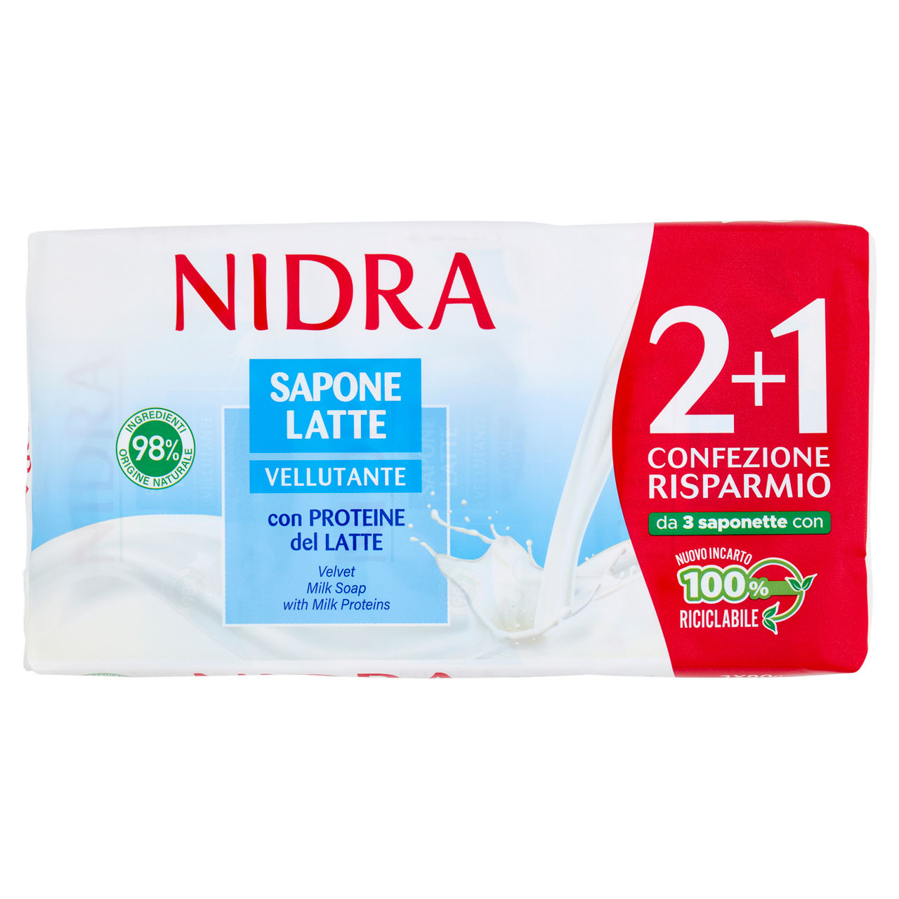 Sapone solido nidra latte idratante pz.2+1gratis gr 180 - Immagine 01