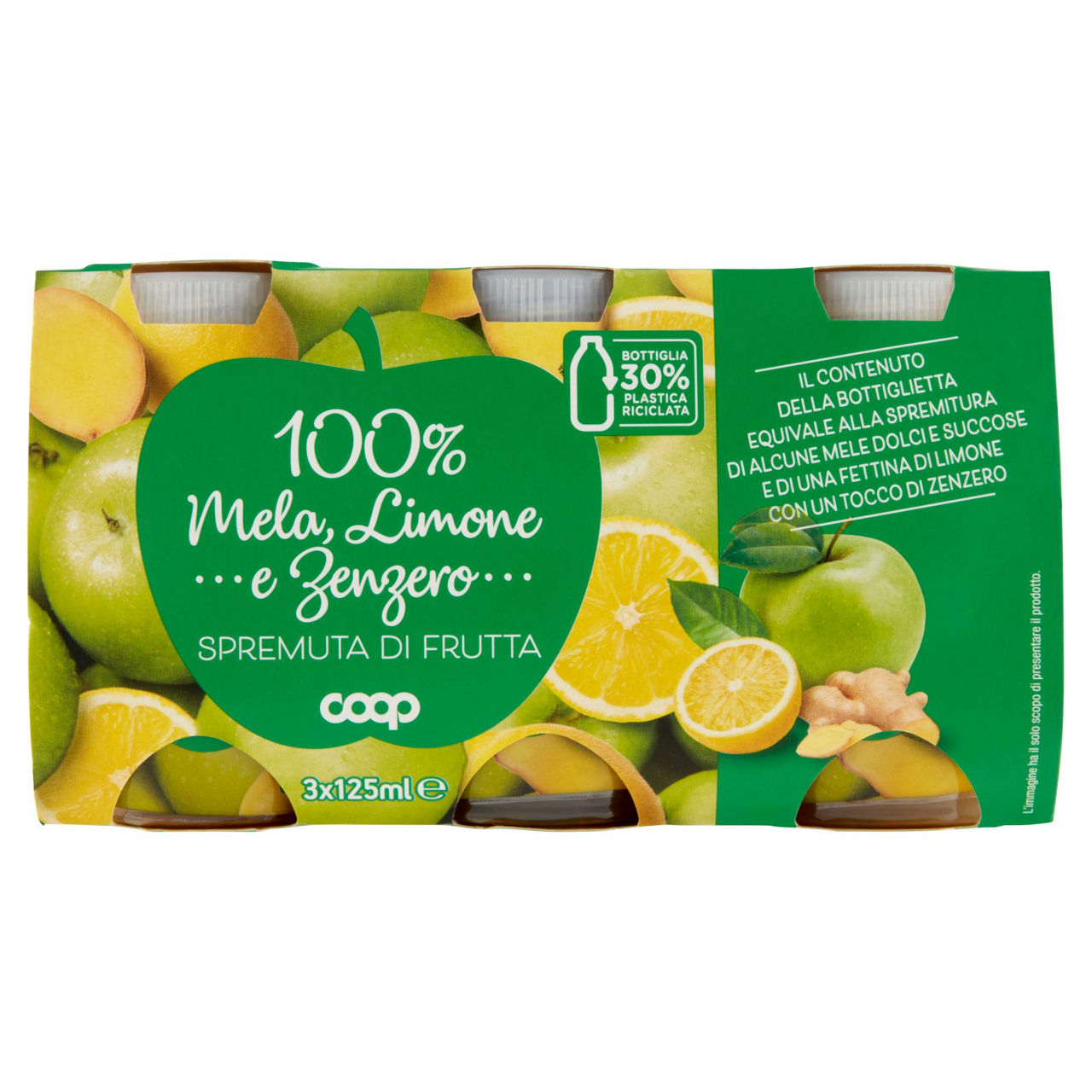 Spremuta 100% zenzero e limone coop rpet 30% cluster ml 125 x 3 - Immagine 01