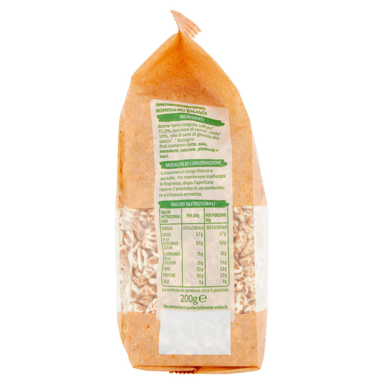 Farro soffiato integrale al miele bio vivi verde coop sacchetto g 200 - Immagine 11
