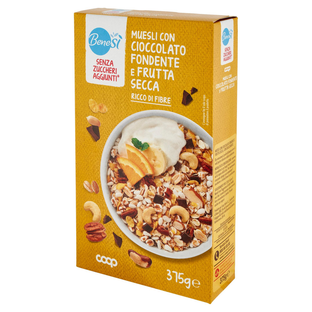 Muesli s/zuccheri agg. c/ciocc.fond. e frutta secca bene.si coop scatola g 375 - Immagine 11