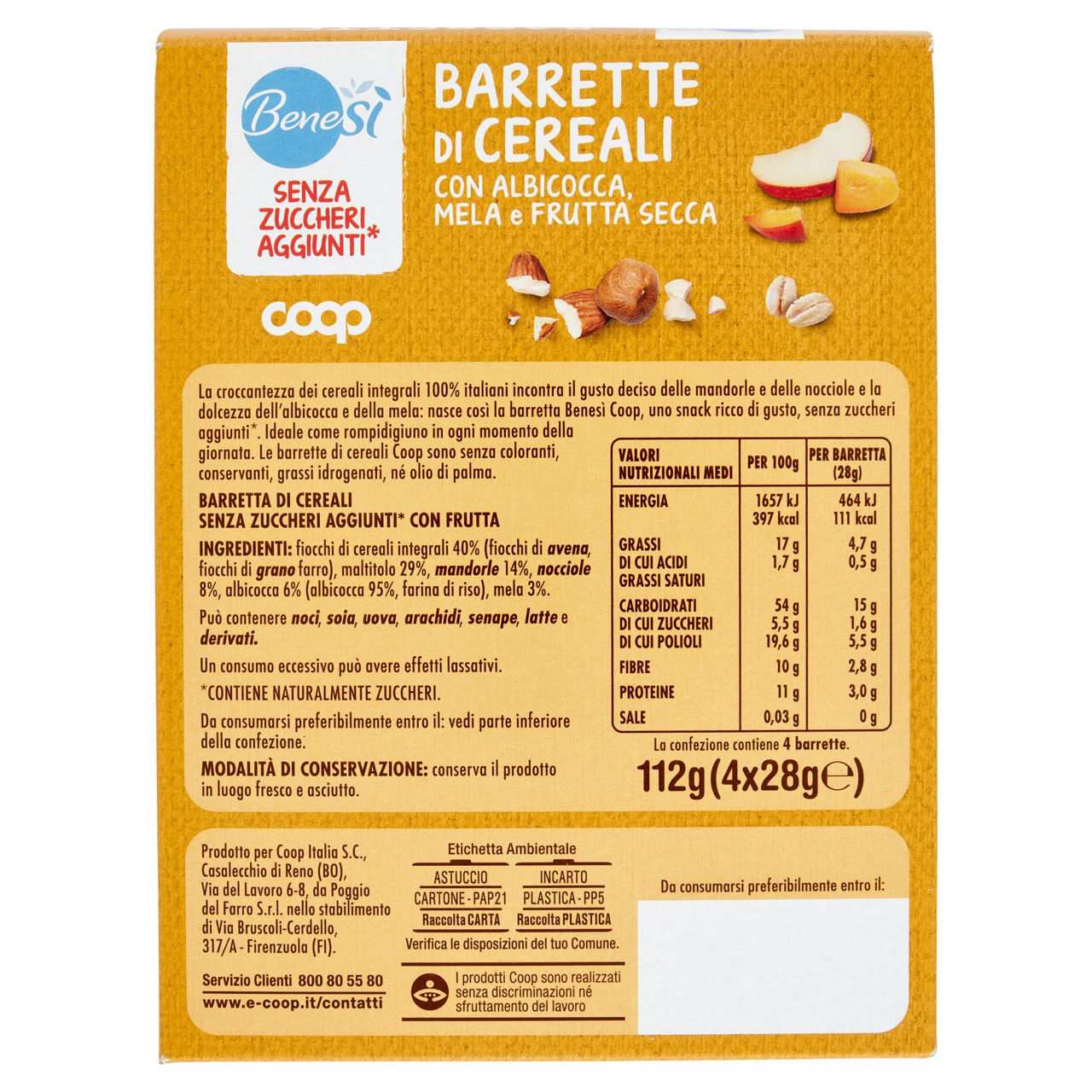 Barrette di cereali integrali c/frutta s/zagg. bene.si coop astuccio pz. 4 g 112 - Immagine 51