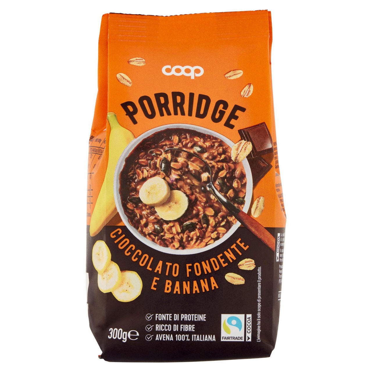 Preparato per porridge proteico con cioccolato fondente e banana 300 gr - Immagine 01