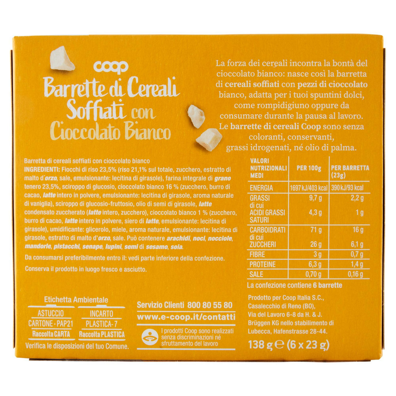 Barrette di cereali con cioccolato bianco 138 gr 6 pz - Immagine 31