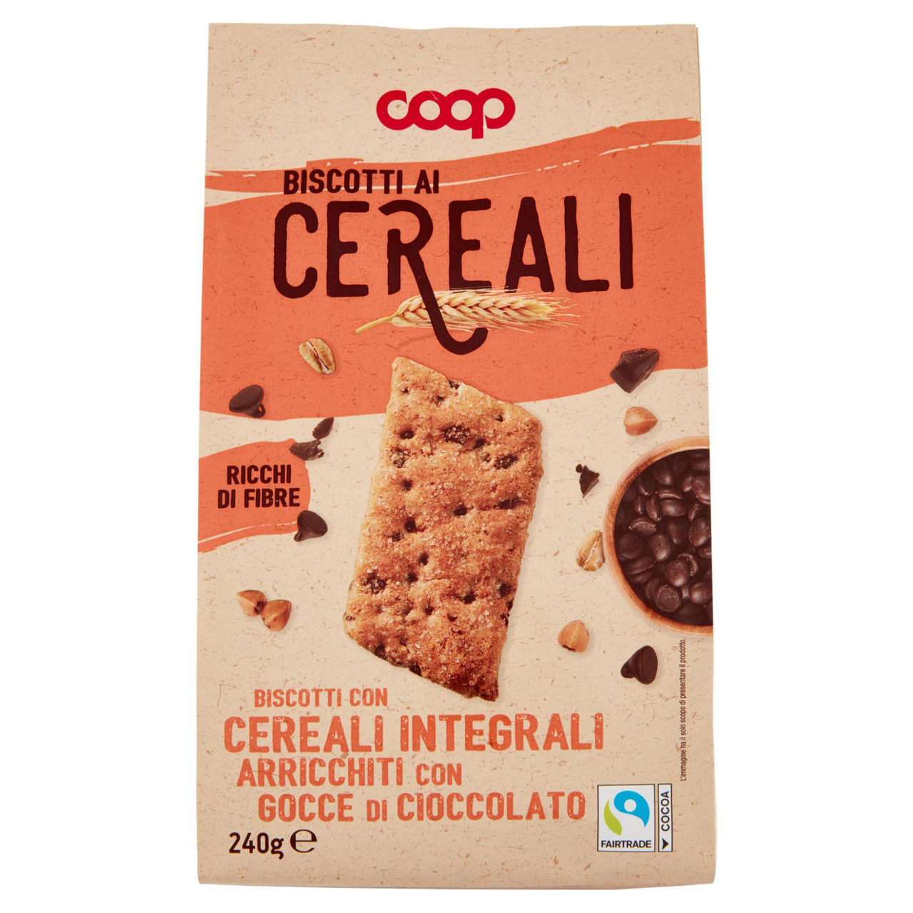 Biscotti frollini con cereali integrali e gocce di cioccolato fondente 240 gr - Immagine 01