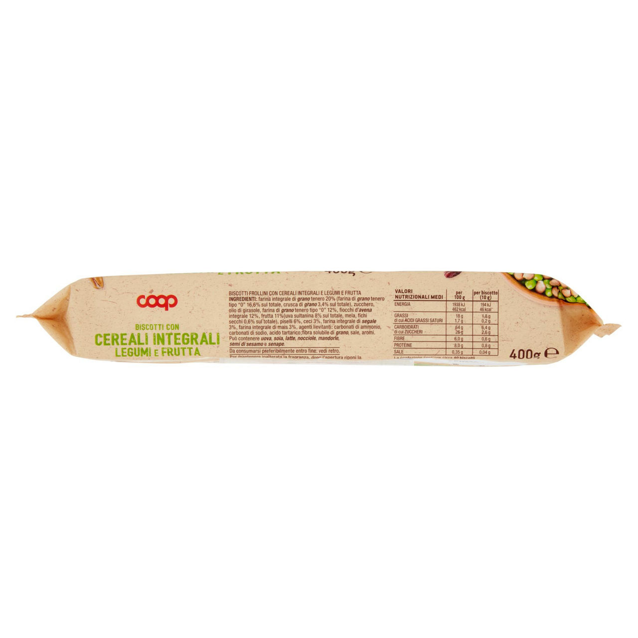 Biscotti frollini con cereali integrali e legumi e frutta 400 gr - Immagine 11