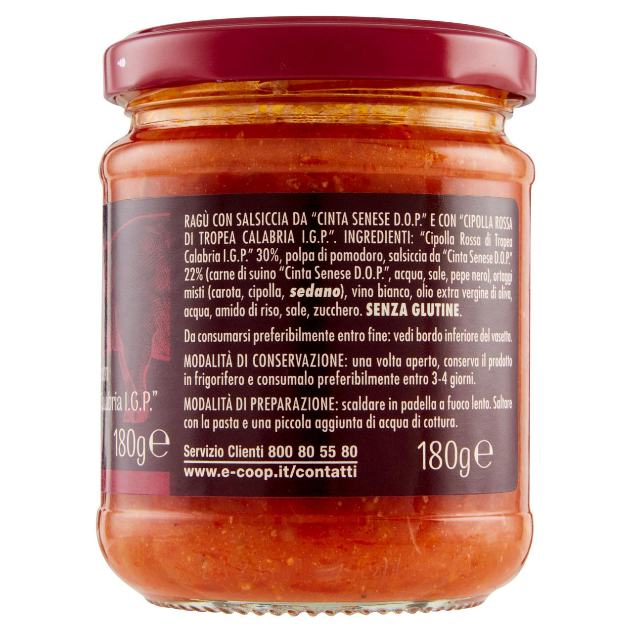 Ragù con salsiccia da Cinta Senese DOP e con Cipolla Rossa di Tropea Calabria IGP 180 gr - Immagine 41