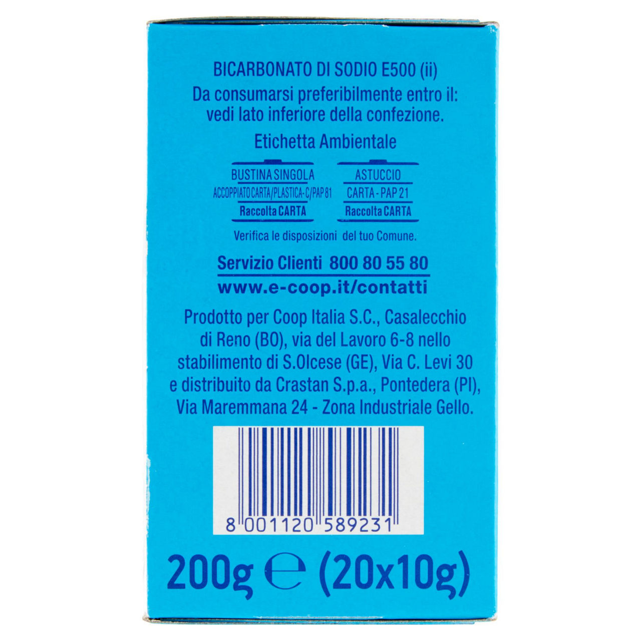Bicarbonato di sodio purissimo bustine monodose coop scatola g 10 x 20 - Immagine 51