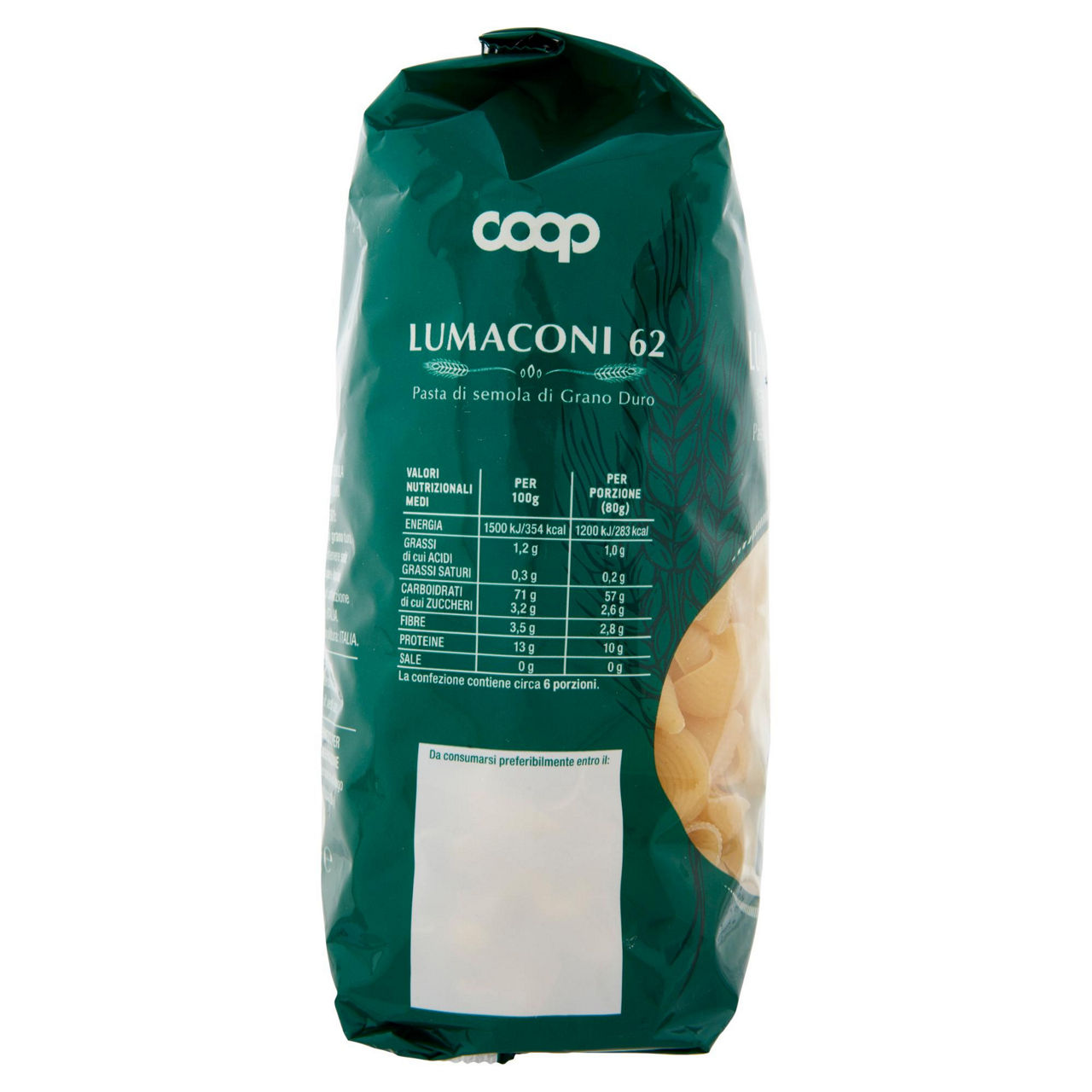 Lumaconi pasta semola n.62 con grano italiano 500 g - Immagine 51