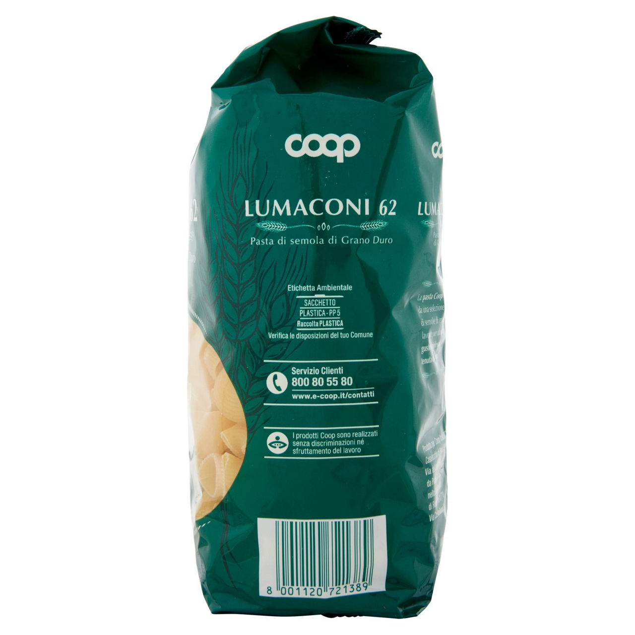 Lumaconi pasta semola n.62 con grano italiano 500 g - Immagine 121