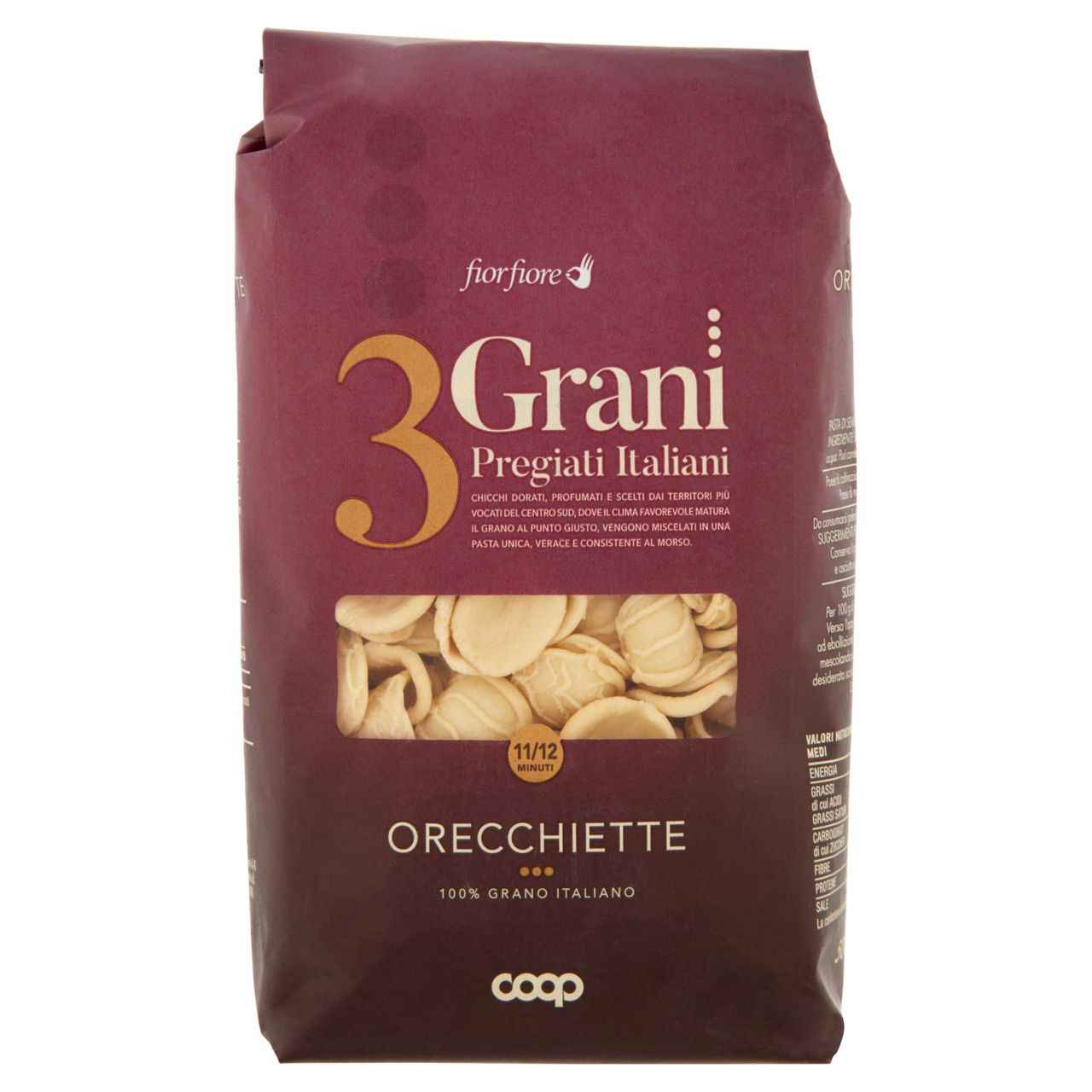 Orecchiette pasta di semola di grano duro 3 Grani Pregiati Italiani 500 gr - Immagine 01