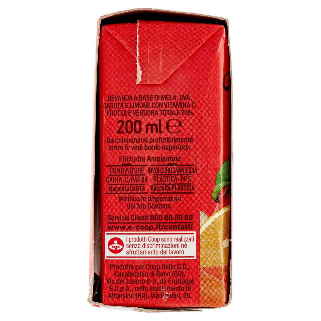 Bevanda senza zuccheri aggiunti mela carota limone coop cluster ml 200 x 3 - Immagine 21