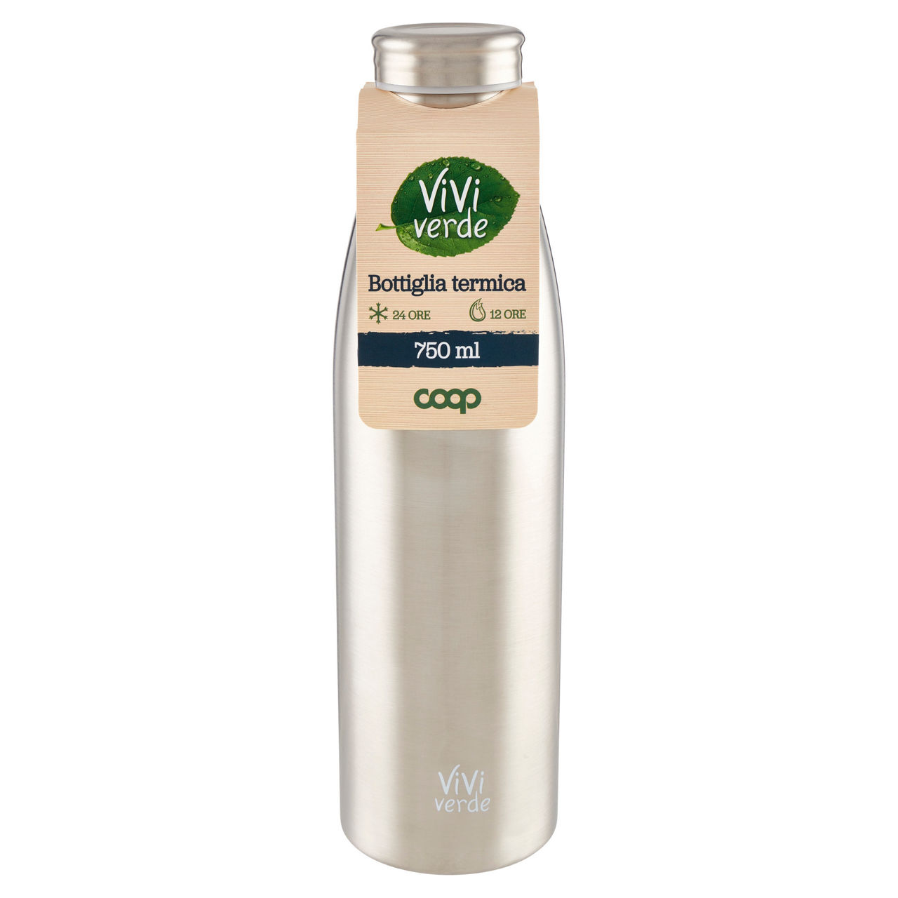 Bottiglia termica 750 ml.acciaio inox viviverde coop acciaio satinato