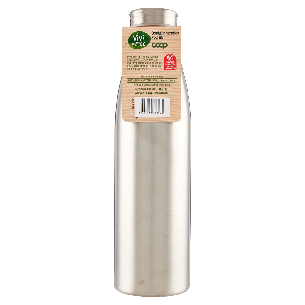 Bottiglia termica 750 ml.acciaio inox viviverde coop acciaio satinato - Immagine 11