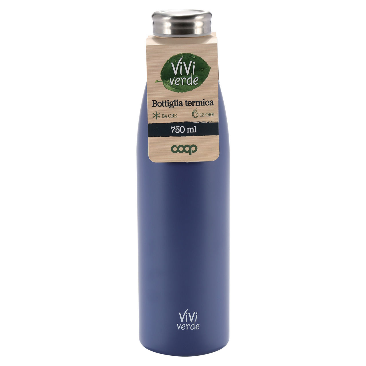 Bottiglia termica 750 ml.acciaio inox viviverde coop blu navy