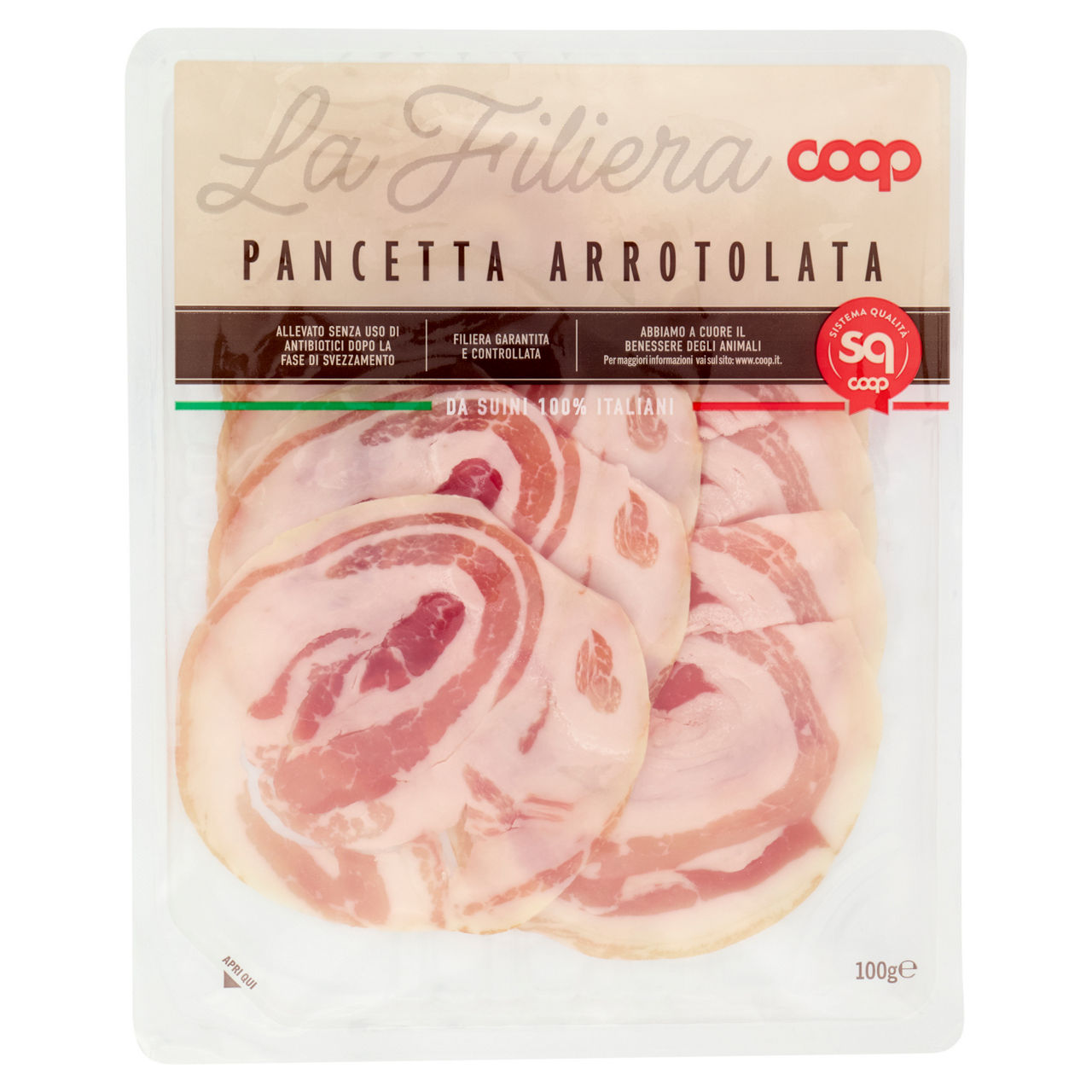Pancetta arrotolata affettata 100 gr