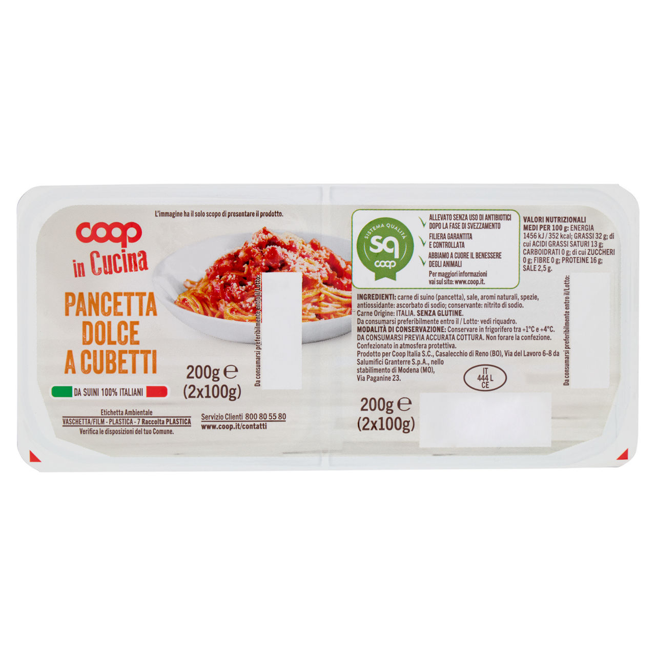 Pancetta dolce a cubetti 2 pz 200 gr